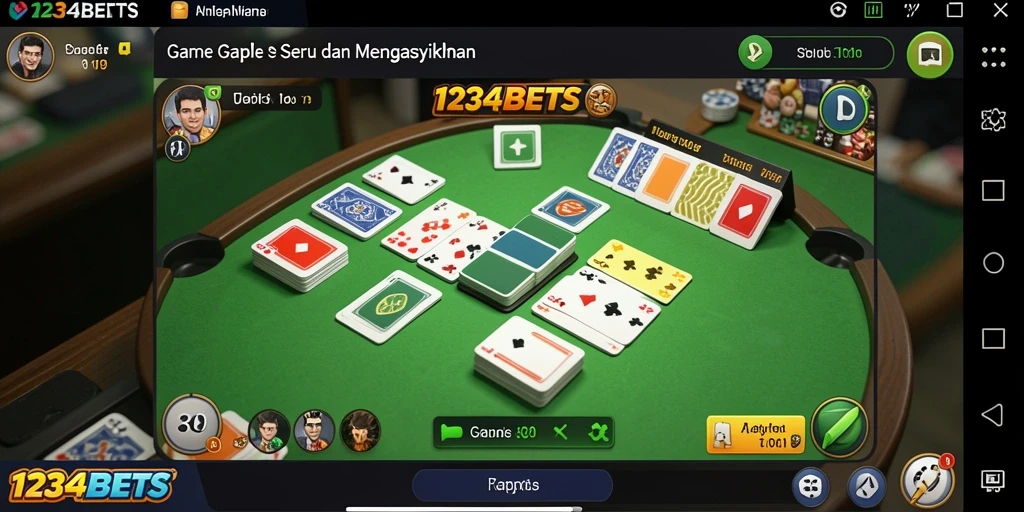 Tampilan gameplay seru dari permainan Gaple di 1234BETS.