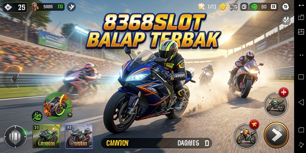 Tampilan luar biasa dari gameplay <strong>8368SLOT</strong> yang menampilkan balapan motor yang mendebarkan.