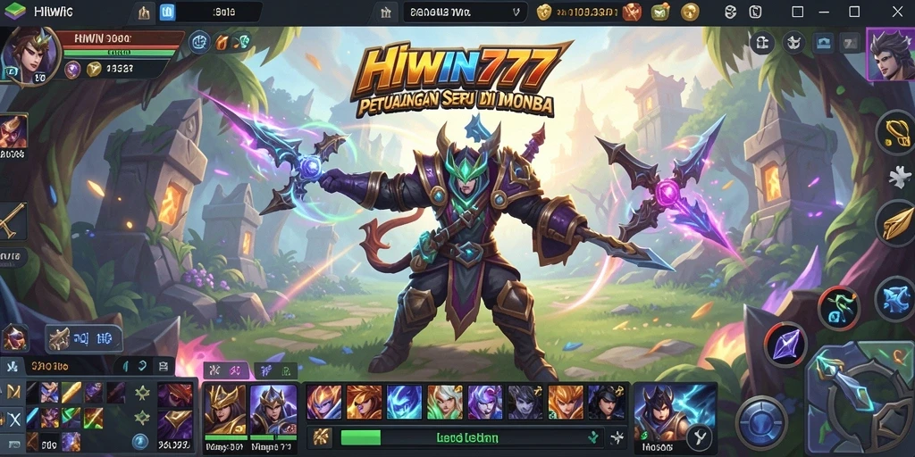 Tampilan gameplay seru di HIWIN777 dengan karakter MOBA yang beragam.