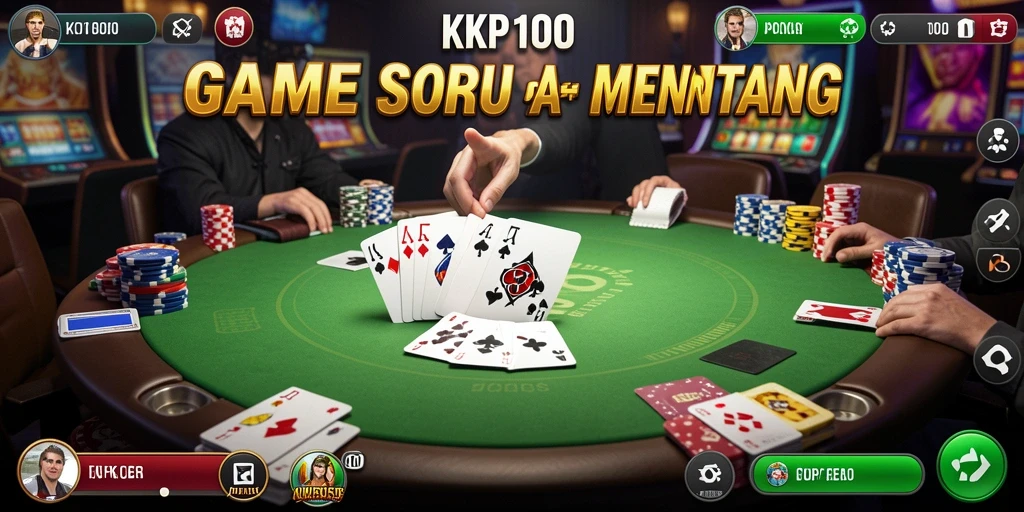 Gameplay seru KPK100 dengan pemain bersaing di meja poker.