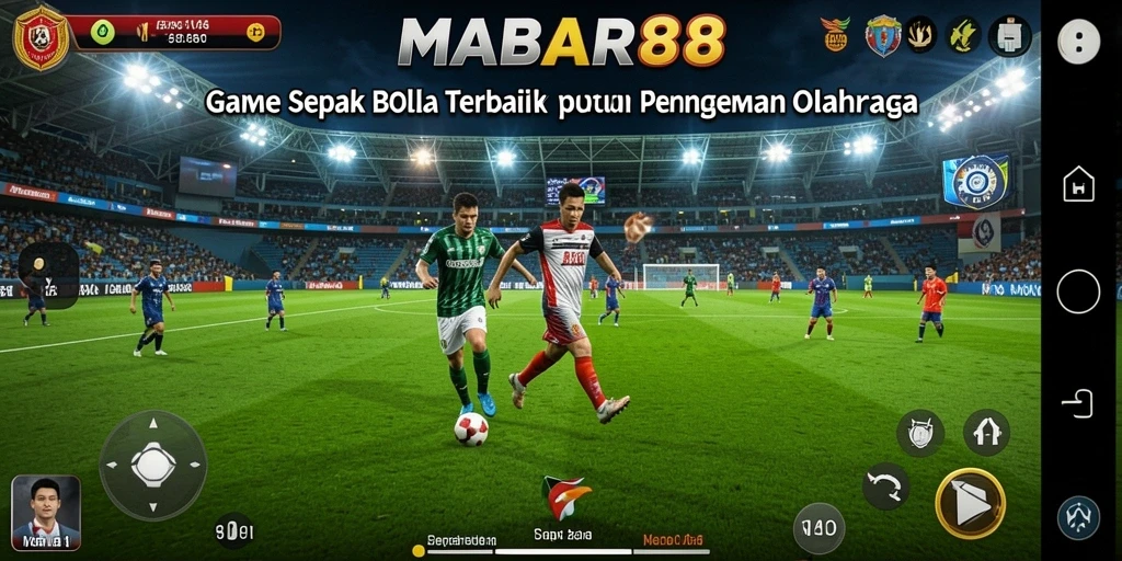 Gambaran gameplay MABAR88 yang mendebarkan di lapangan sepak bola.