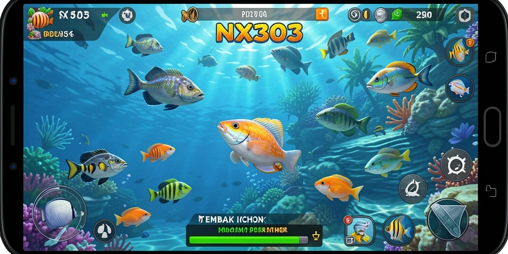Tampilan gameplay NX303 yang seru saat menembak ikan.