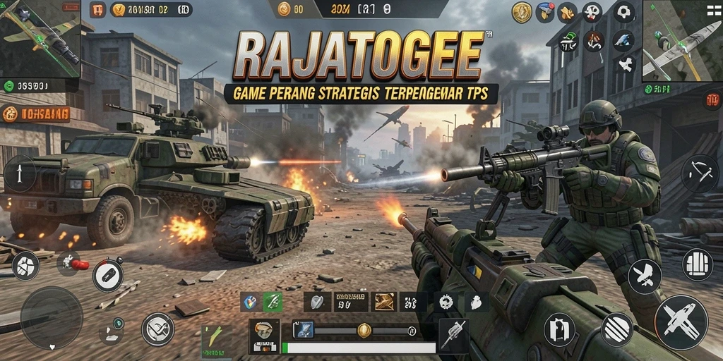 Gameplay seru RAJATOGEL dengan aksi perang yang intens.